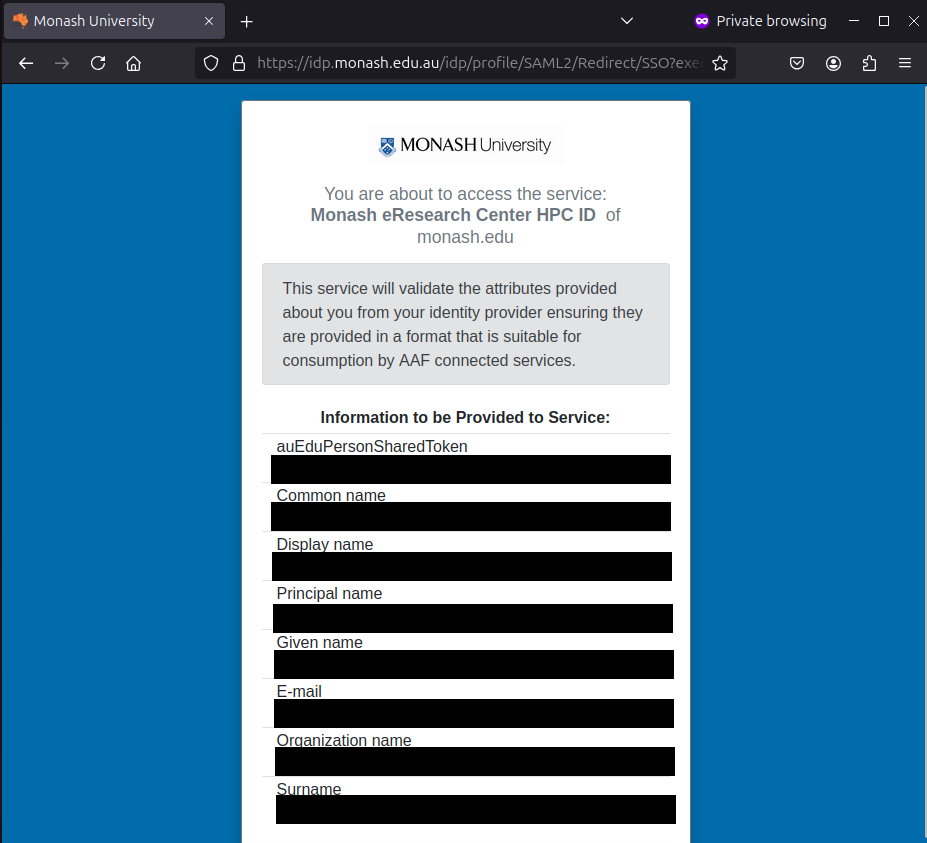 Allow your identity provider to provide details to HPC ID